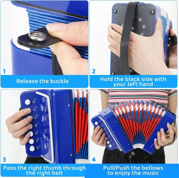 Jouet accordéon pour enfants, mini instruments de musique, 10 boutons prédire, enfants, tout-petits, débutants – Image 5