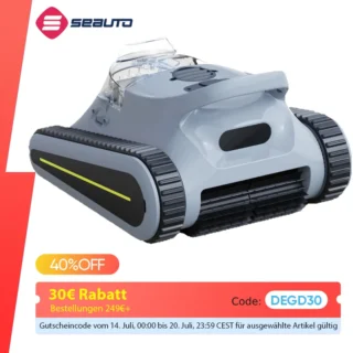 Aspirateur robotique de piscine Seauto Crab Pro, aspiration puissante de 4 000 Pa, escalade murale, adapté aux murs et sols de 2200 pieds carrés