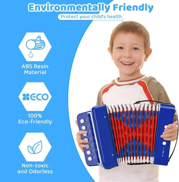 Jouet accordéon pour enfants, mini instruments de musique, 10 boutons prédire, enfants, tout-petits, débutants – Image 2