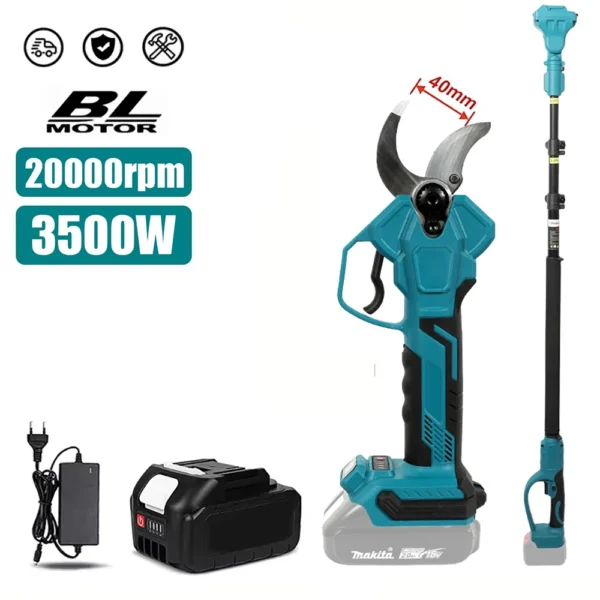 Sécateur électrique sans fil sans balais, ciseaux d'élagage de branches hautes, coupe-branches d'arbres, batterie Makita 18V, 3500W, 40mm