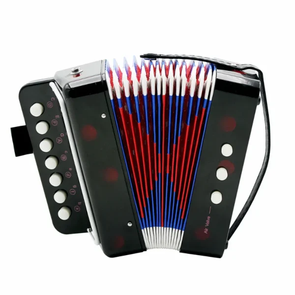 Mini accordéon à 7 touches, durable, 2 basses, jouet musical, meilleur cadeau, noir