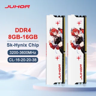 JUHOR Mémoire Ram DDR4 16G 8G 3200MHz 3600MHz 8GX2 16GX2 Kit de jeu de bureau Mémoire