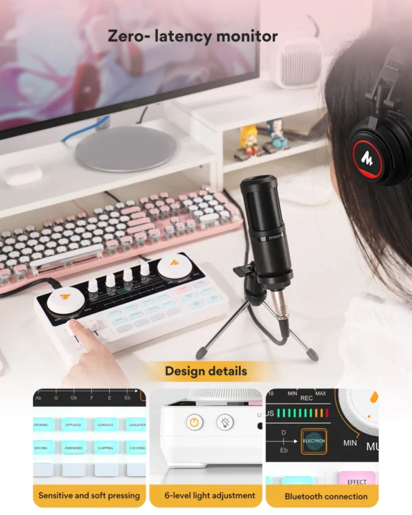 Maono AM200-S1 ensemble de microphones de carte son Interface audio MaonoCaster avec micro à condensateur pour le streaming en direct, l'enregistrement, PC  téléphone – Image 4