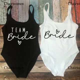 S-3XL blanc mariée équipe mariée une pièce maillot de bain équipe femmes maillots de bain Bachelorette fête maillot de bain été maillots de bain maillot de bain
