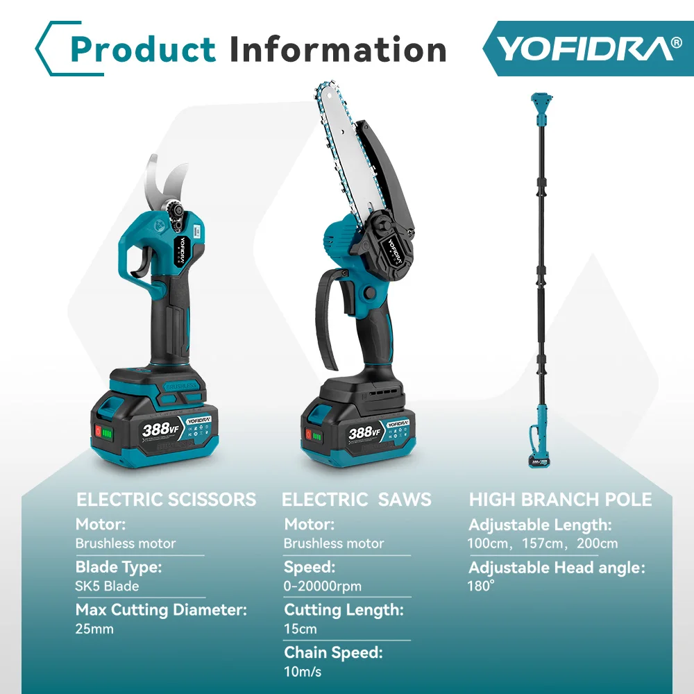 Makita – tronçonneuse électrique à poteau télescopique sans balais 3 en 1, ciseaux de cisaillement à haute évolutive, outil de jardin pour broche de batterie 18V – Image 3