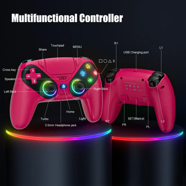 Contrôleur de jeu sans fil Ps5 pour Ps5/Ps5 Pro/Ps5 Slim/Pc avec Joystick Hall, double Vibration, Bluetooth, programmation Turbo – Image 3