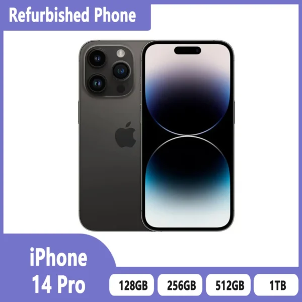 Refurbished phone APPLE iPhone 14 Pro 128GO 256GO 512GO 1TB 1024GO unlock smartphone inches, six cores, i0S A16.6GBRAM,48MP