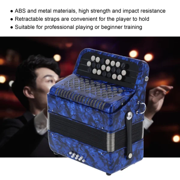 Accordian Instrument accordéon 22 touches 8 basses bouton professionnel Instrument pour débutant avec sac de rangement – Image 3