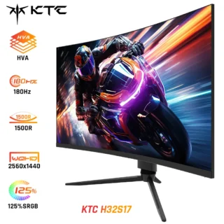 KTC H32S17 32 pouces 1500R moniteur de jeu incurvé 2560x1440 QHD 170Hz 16:9 ELED 99% sRGB avec trépied robuste affichage à montage VESA