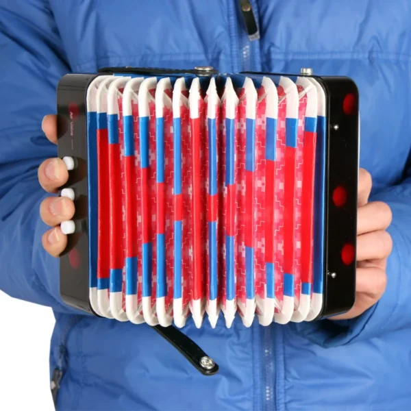 Mini accordéon à 7 touches, durable, 2 basses, jouet musical, meilleur cadeau, noir – Image 4