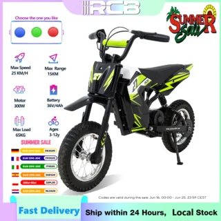 Moto électrique RCB Kids – Moto électrique R9X pour enfants, portée jusqu'à 15,5 MPH et 9,3 milles, E Ride On avec 36 V 4 Ah