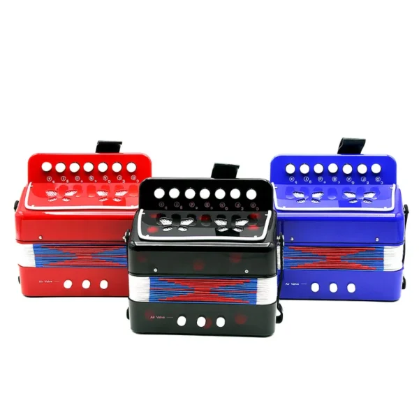 Mini accordéon à 7 touches, durable, 2 basses, jouet musical, meilleur cadeau, noir – Image 5