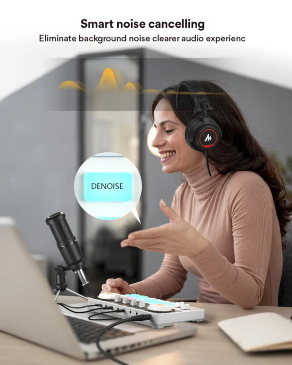 Maono AM200-S1 ensemble de microphones de carte son Interface audio MaonoCaster avec micro à condensateur pour le streaming en direct, l'enregistrement, PC  téléphone – Image 5