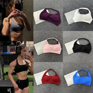 Soutien-gorge de Yoga de Sport d'impact avec Logo pour femmes, sous-vêtements col licou sans couture, dos ouvert, débardeur de gymnastique, Fitness, vêtements d'entraînement, brassière