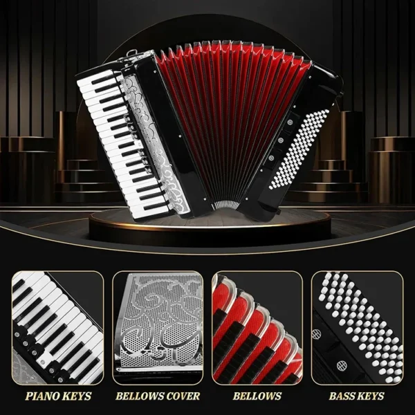 Accordéon professionnel 37 touches 96 clavier de basse diatonique blanc basse accordéon Instrument Piano pour adulte – Image 6