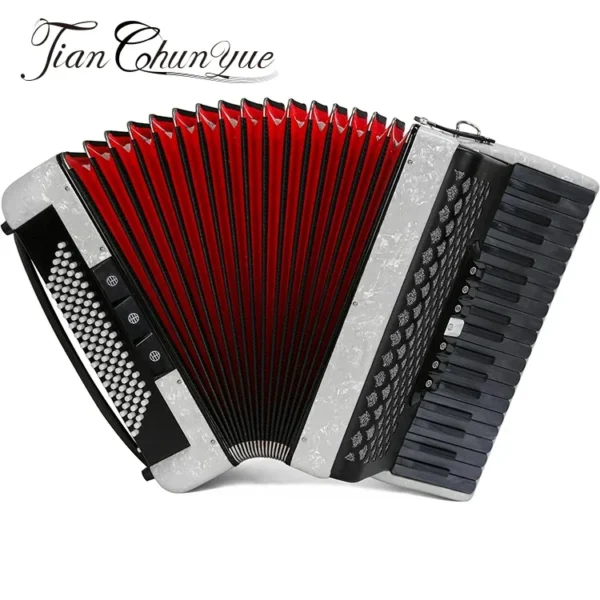 Accordéon professionnel 37 touches 96 clavier de basse diatonique blanc basse accordéon Instrument Piano pour adulte – Image 3