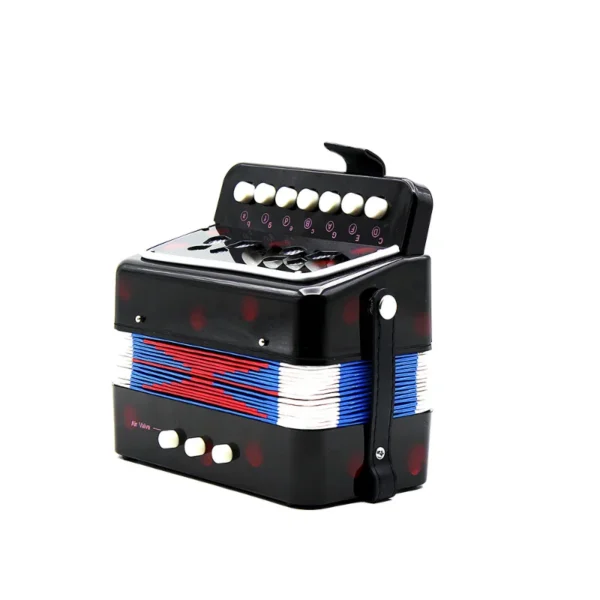 Mini accordéon à 7 touches, durable, 2 basses, jouet musical, meilleur cadeau, noir – Image 2