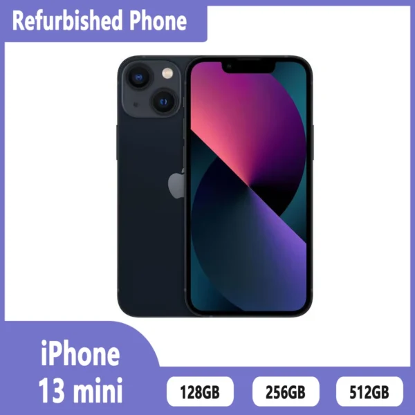 Refurbished phone APPLE iPhone 13 mini 128GO 256GO 512GO unlock smartphone inches, six cores, i0S A15.4GBRAM,12MP