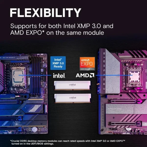 Crucial Pro DDR5 RAM 2x16 Go 6000 MHz, mémoire de jeu de bureau à overclocking 6400 MHz, compatible Intel XMP 3.0 et AMD Expo-paquet OEM – Image 4
