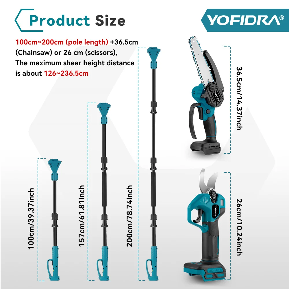 Makita – tronçonneuse électrique à poteau télescopique sans balais 3 en 1, ciseaux de cisaillement à haute évolutive, outil de jardin pour broche de batterie 18V – Image 6